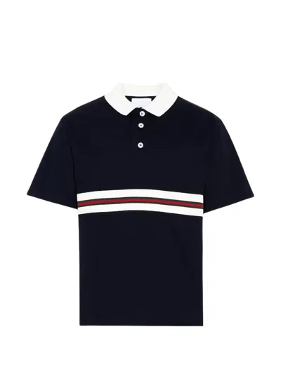 Gucci Striped-detail Polo Shirt In Blue