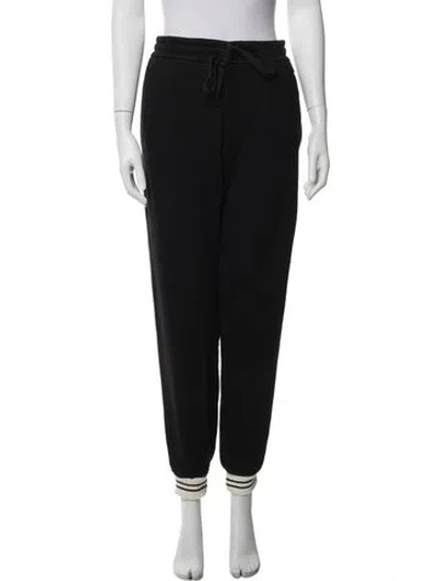 Pre-owned Gucci Striped Embroidered Accent Sweatpants In Blac