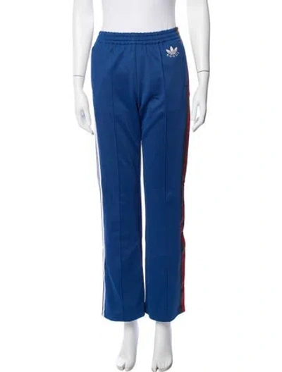 Pre-owned Gucci Striped Embroidered Accent Sweatpants In Blue