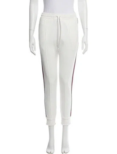 Pre-owned Gucci Striped Embroidered Accent Sweatpants In White