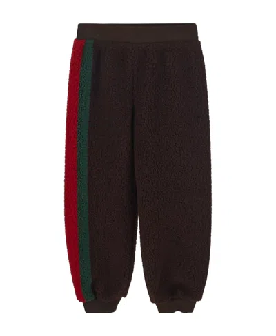 Gucci Striped Faux-shearling Track Pants In Black