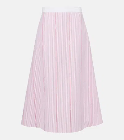 Gucci Striped Fil Coupé Cotton Midi Skirt In Pink
