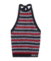 Gucci Striped Fine Cotton Knit Halterneck Top In Multi