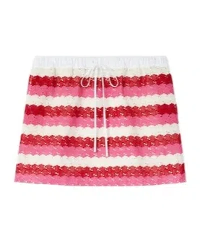 Gucci Striped Gg Macramé Skirt In Multi