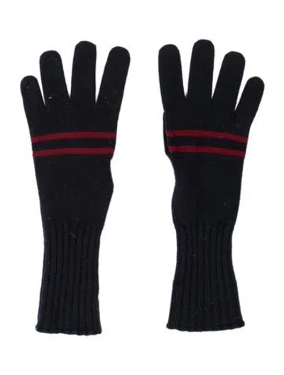Pre-owned Gucci Striped  Gloves. In Blue/red