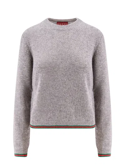 Gucci Striped Hem Knit Sweater In Gray