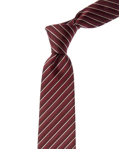 Gucci Striped Jacquard Silk Tie In Burgundy