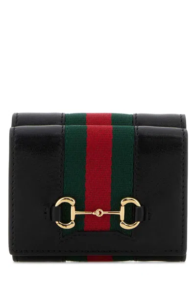 Gucci Striped Leather Wallet In Black