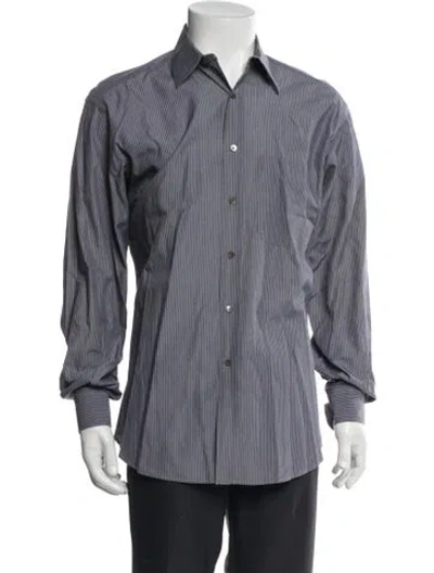 Pre-owned Gucci Striped Long Sleeve Shirt In Gray