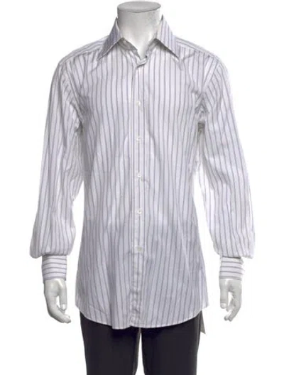 Pre-owned Gucci Striped Long Sleeve Shirt In White