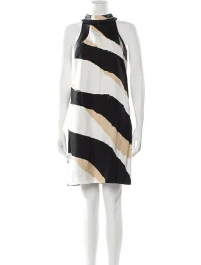 Pre-owned Gucci Striped Mini Dress In White