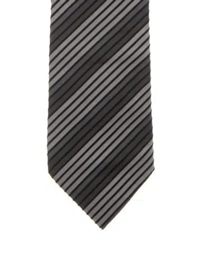 Pre-owned Gucci Striped Pattern Tie In Black