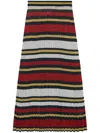 GUCCI STRIPED PLEATED LAMÉ SKIRT