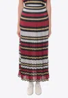 Gucci Midi Multicolor Pleated Striped Skirt In Lurex Woman In Multi