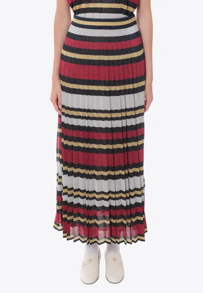 Gucci Striped Pleated Midi Skirt
