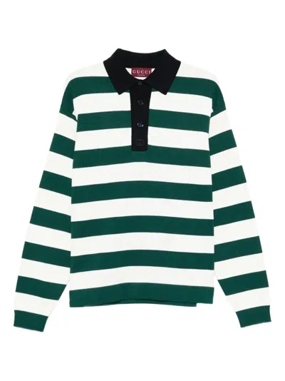 Gucci Striped Polo Shirt In Green