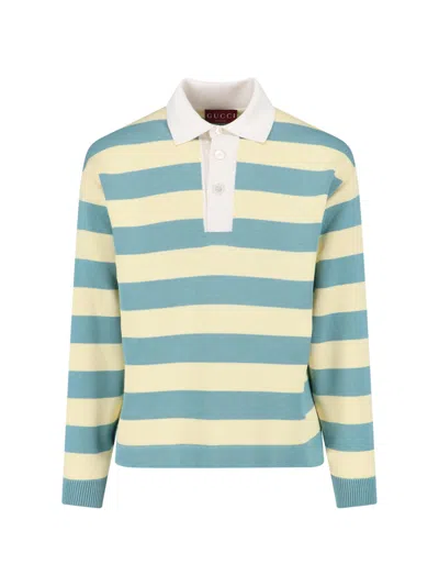 Gucci Striped Knitted Polo Shirt In Multi
