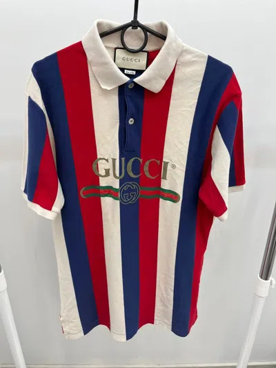 Pre-owned Gucci Striped Polo Shirt In Multicolor