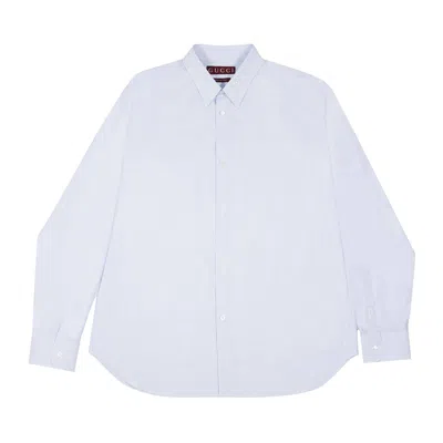 Pre-owned Gucci Striped Poplin Shirt 'white/azure' | Men's Size 18