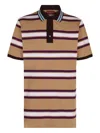 Gucci Beige Polo Shirt With Logo Imprinted On The Front And All-over Striped Motif In Cotton Man In Multi
