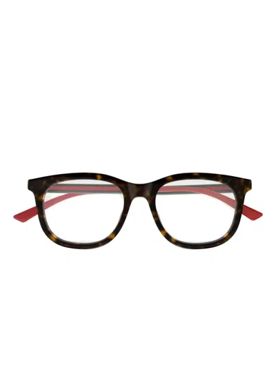 Gucci Striped Roung-frame Glasses In Brown