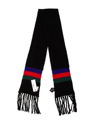 Pre-owned Gucci Striped Scarf In Black