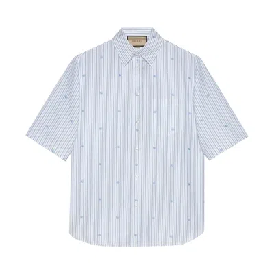 Pre-owned Gucci Striped Shirt 'light Blue' | Men's Size 44