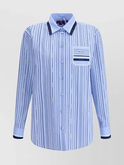 GUCCI STRIPED SHIRT MORSETTO PRINT