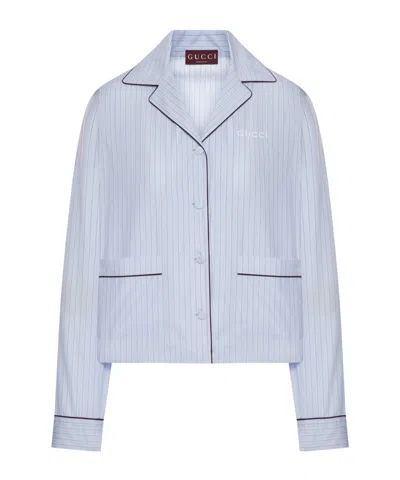 GUCCI GUCCI LOGO EMBROIDERED STRIPED TOP