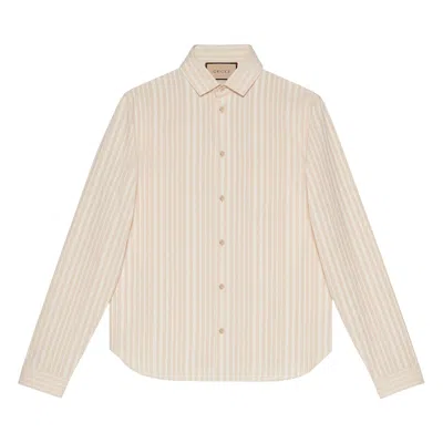 Pre-owned Gucci Striped Shirt 'white/beige' | Men's Size 42