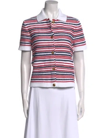 Pre-owned Gucci Striped Short Sleeve Polo In White