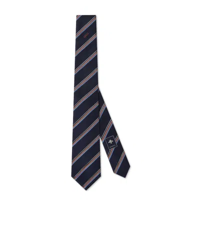 Gucci Striped Silk Jacquard Tie In Black