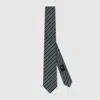Gucci Striped Silk Jacquard Tie In Blue