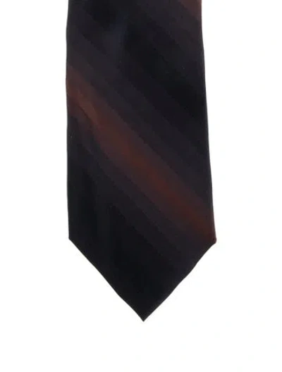 Pre-owned Gucci Striped Silk Tie In Blue