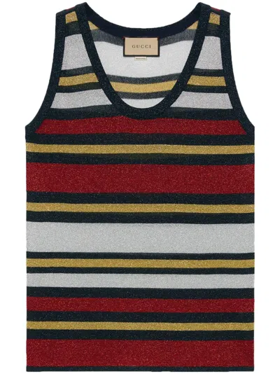 Gucci Striped Sleeveless Top In Blue