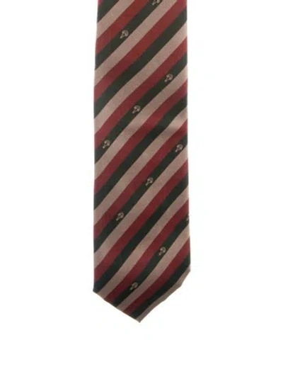 Pre-owned Gucci Striped Tie In Green