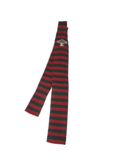 Pre-owned Gucci Striped Tie In Red