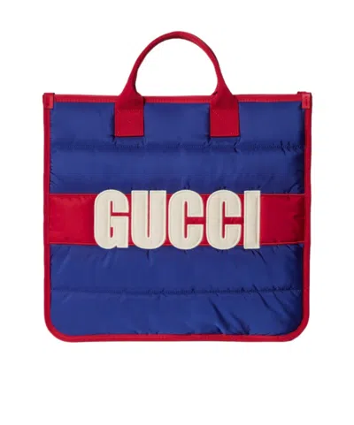 Gucci Striped Tote Bag In Blue