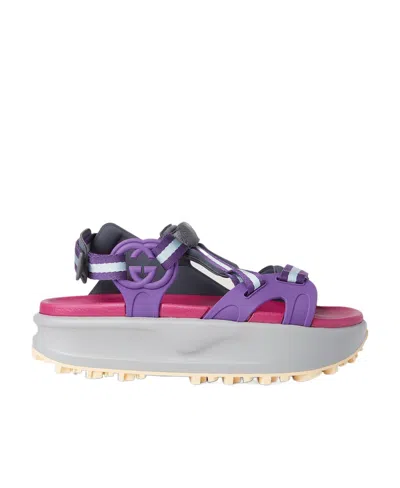 Gucci Striped Touch-strap Sandals In Multicolor