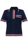 Gucci Womens Brand-embroidered Short-sleeved Woven-blend Polo Shirt Blue Mc Mix