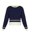 Gucci Striped-trim Wool Jumper In Blue