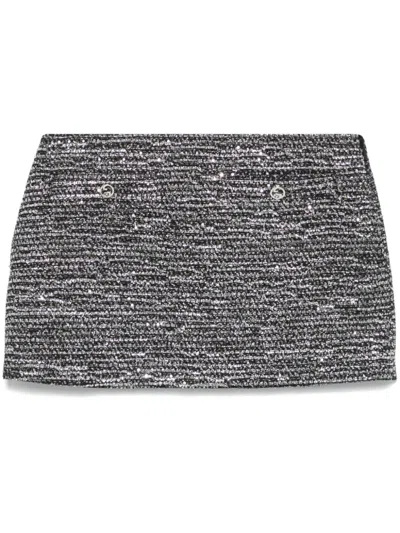 Gucci Women Black Sequin Miniskirt In Wool Woman In Multi