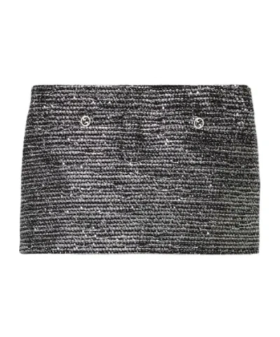 Gucci Striped Tweed Mini Skirt In Black