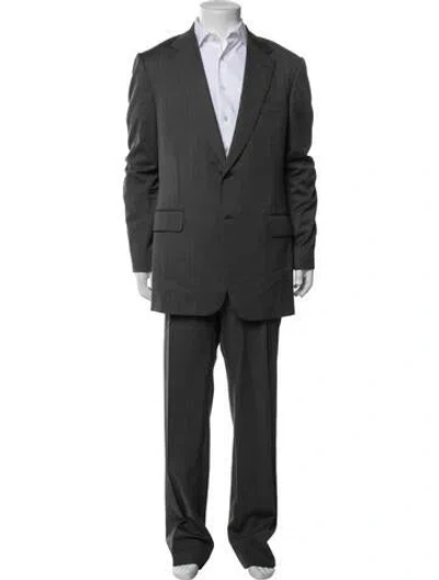 Pre-owned Gucci Striped Two-piece Suit Vest In Gray