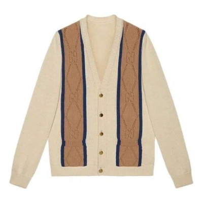 Gucci Striped V-neck Cardigan 'beige Brown'
