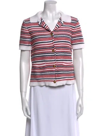 Pre-owned Gucci Striped V-neck Sweater In Red