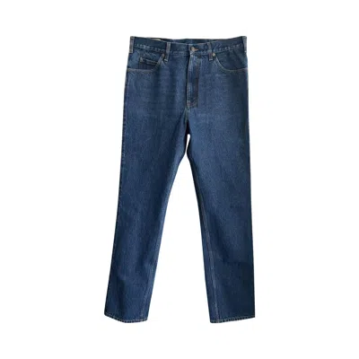 Pre-owned Gucci Striped Washed Denim Jeans 'petroleum Blue'