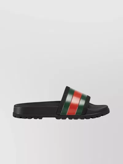 GUCCI STRIPED WEB DETAIL POOL SLIDES