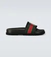 Gucci Pursuit Web Slides With Bold Stripes In No