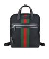 Gucci Striped Webbing Backpack In Black